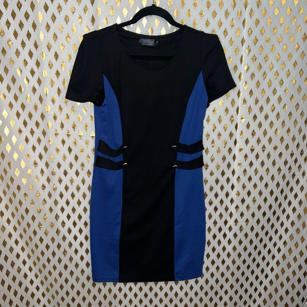Bordeaux Formal dress mini dress blue and black block skirt size M